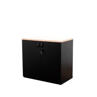 Armario bajo metálico negro y tapa maple de 80cm