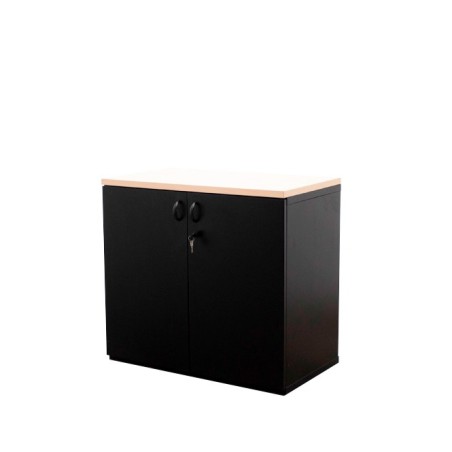 Armario bajo metálico negro y tapa maple de 80cm