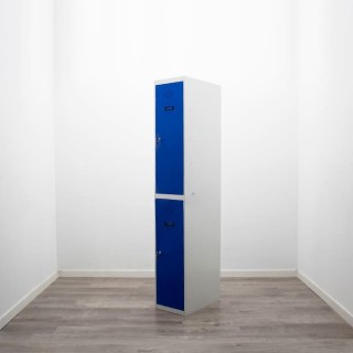 Taquilla metálica de 1 cuerpo con 2 puertas azul y gris 2