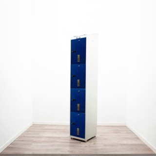 Taquilla metálica 1 cuerpo con 4 puertas en gris y azul de 37cm 2