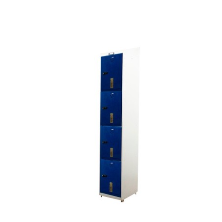 Taquilla metálica 1 cuerpo con 4 puertas en gris y azul de 37cm