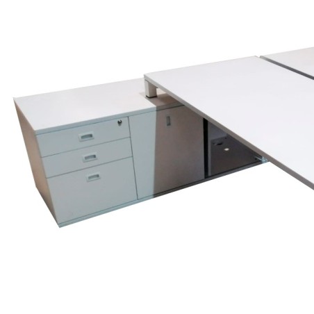 Mesa multipuestos de 2 puestos con armarios pedestal