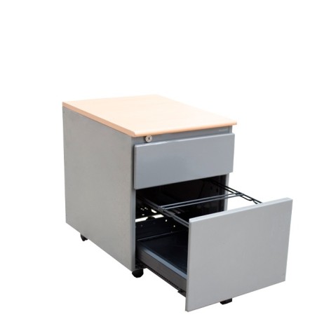 Cajonera cajón y archivo metálica gris y maple