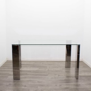 Mesa salón cromada y cristal de 140cm 2