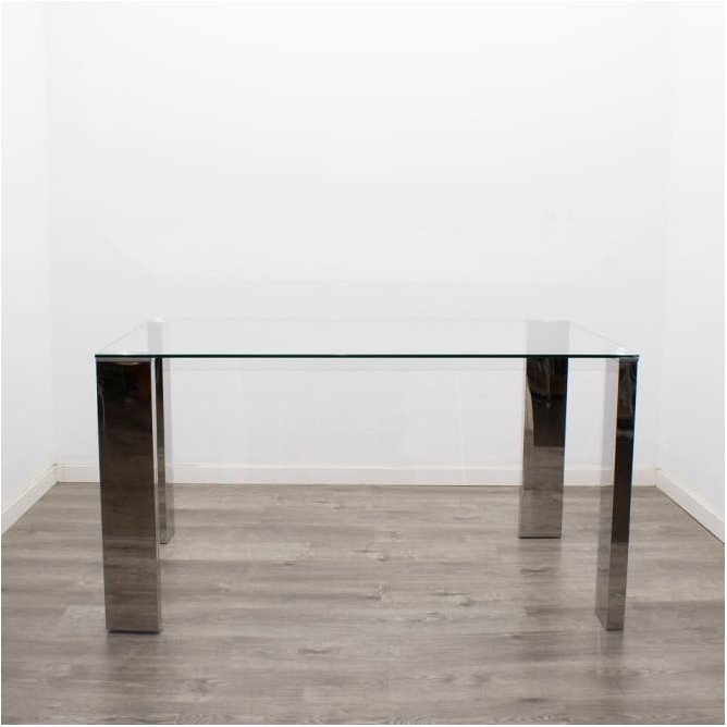 Mesa salón cromada y cristal de 140cm