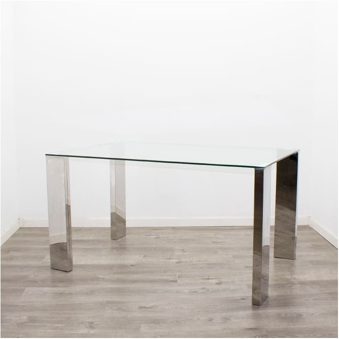 Mesa salón cromada y cristal de 140cm