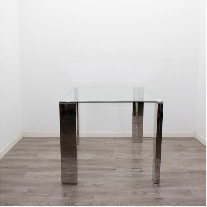 Mesa salón cromada y cristal de 140cm