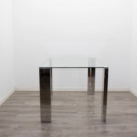 Mesa salón cromada y cristal de 140cm