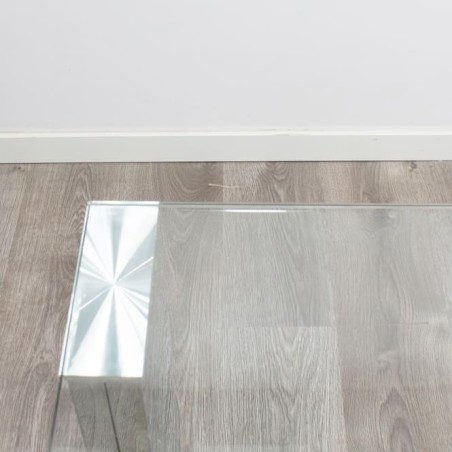 Mesa salón cromada y cristal de 140cm