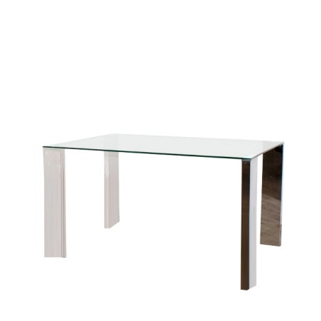 Mesa salón cromada y cristal de 140cm