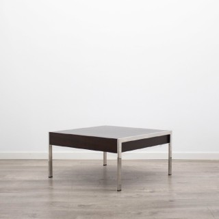 Mesa rincón cromada y wengué de 70cm 2