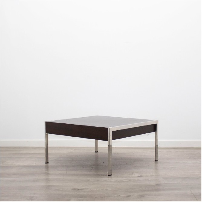 Mesa rincón cromada y wengué de 70cm