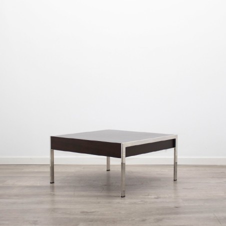 Mesa rincón cromada y wengué de 70cm