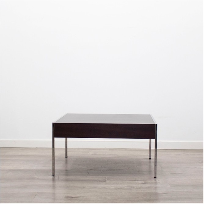 Mesa rincón cromada y wengué de 70cm