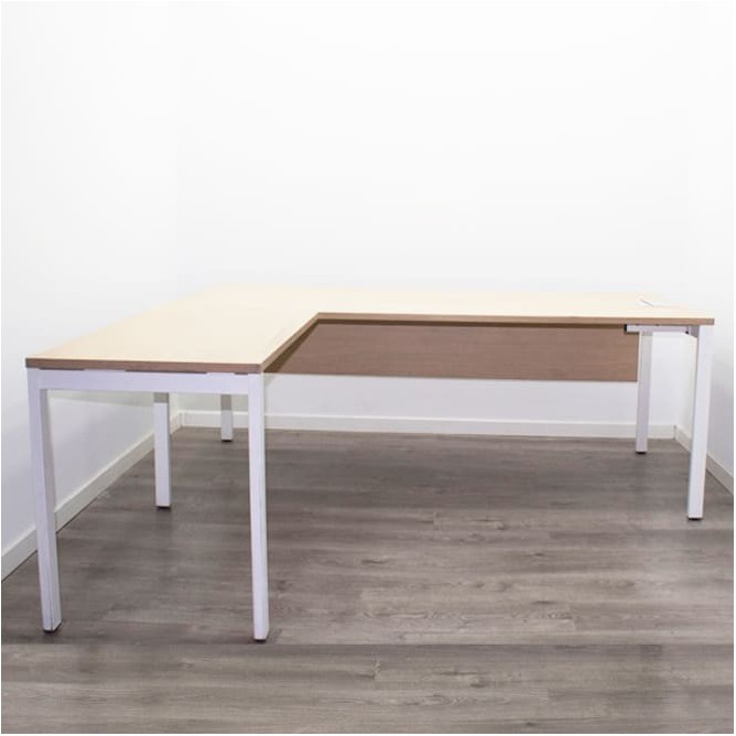 Mesa dirección con ala en blanco y roble de 200cm