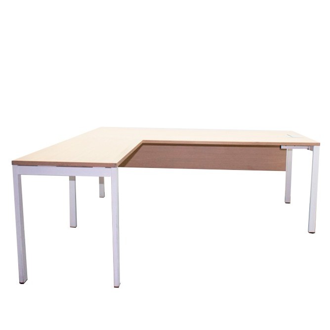 Mesa dirección con ala en blanco y roble de 200cm