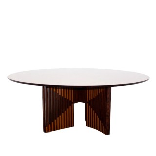 Mesa de juntas en nogal plumeada de 190cm