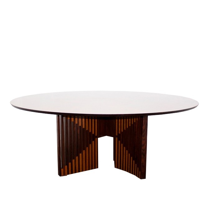 Mesa de juntas en nogal plumeada de 190cm