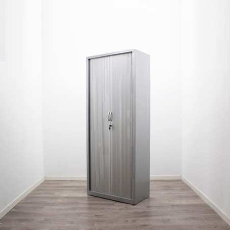 Armario metálico gris con puerta persiana de 80cm