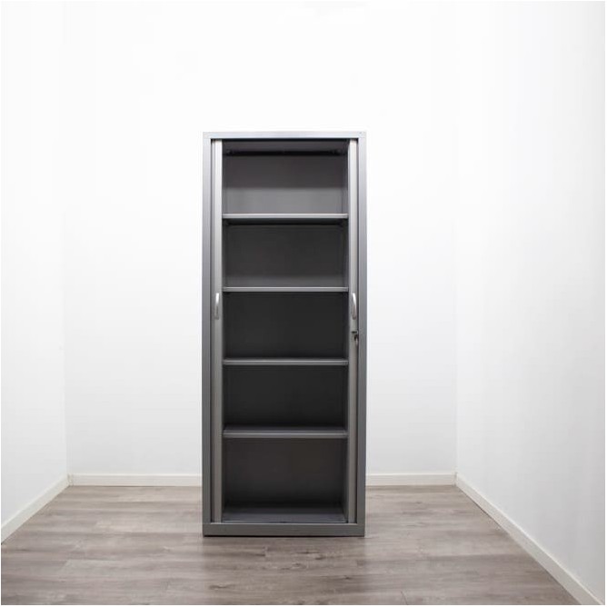 Armario metálico gris con puerta persiana de 80cm