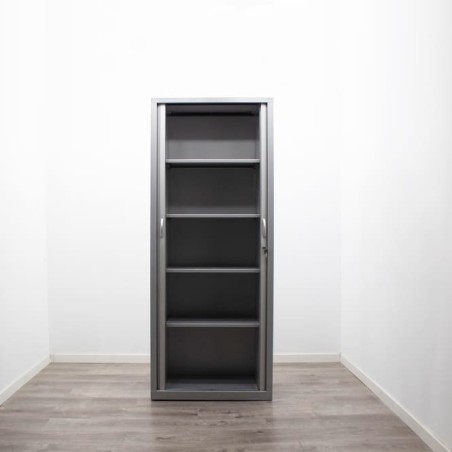Armario metálico gris con puerta persiana de 80cm