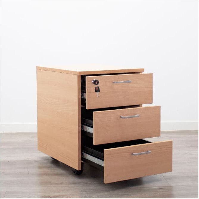 Cajonera 3 cajones melamina olmo con llave