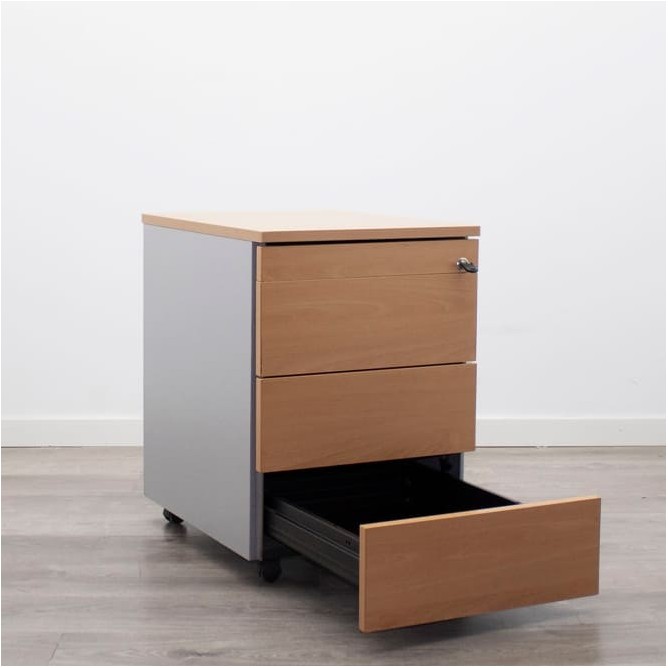 Cajonera melamina de 3 cajones y plumier con llave