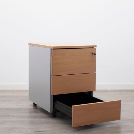 Cajonera melamina de 3 cajones y plumier con llave
