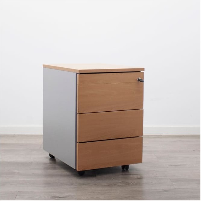 Cajonera melamina de 3 cajones y plumier con llave