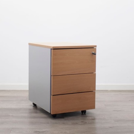 Cajonera melamina de 3 cajones y plumier con llave