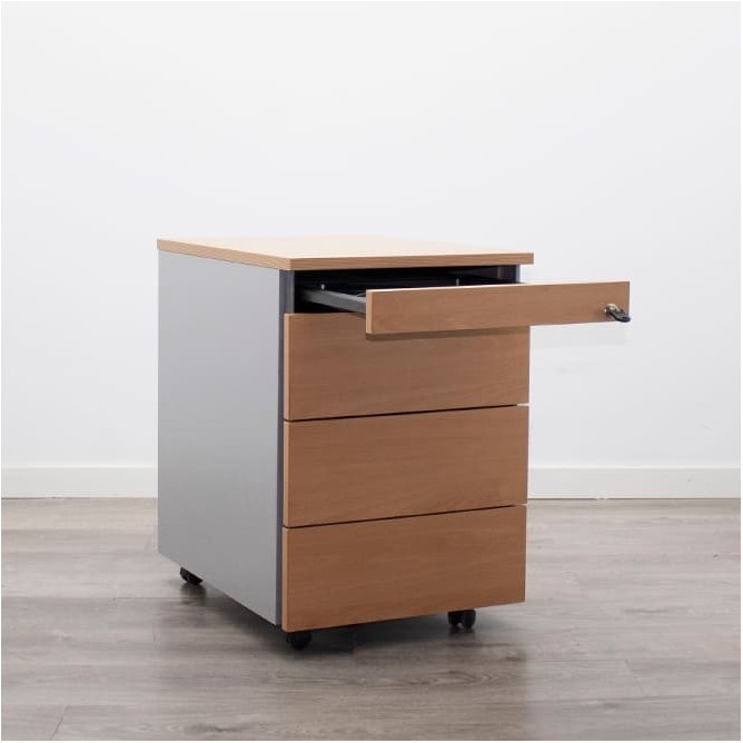 Cajonera melamina de 3 cajones y plumier con llave