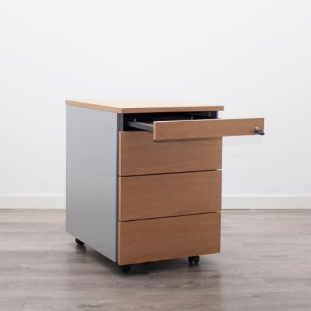 Cajonera melamina de 3 cajones y plumier con llave