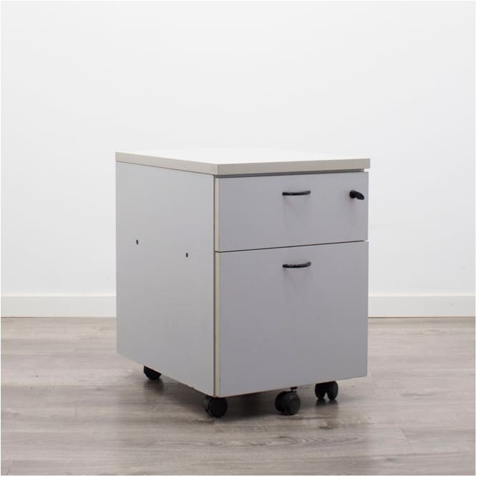 Cajonera cajón y archivo melamina gris con llave