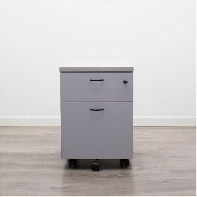 Cajonera cajón y archivo melamina gris con llave