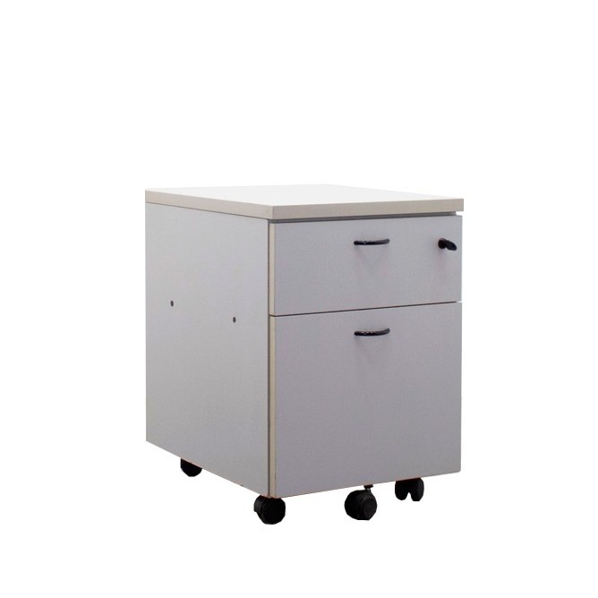 Cajonera cajón y archivo melamina gris con llave