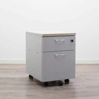 Cajonera cajón y archivo en gris con tiradores y llave con cajones metálicos 2
