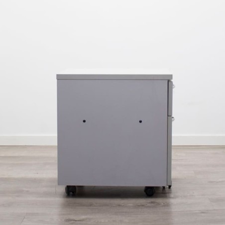 Cajonera cajón y archivo en gris con tiradores y llave con cajones metálicos