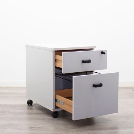 Cajonera de cajón y archivo  con llave melamina gris