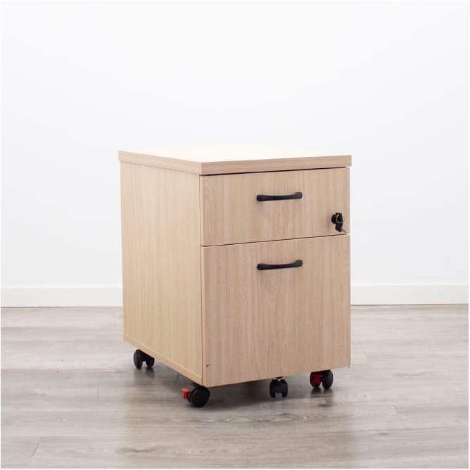 Cajonera de cajón y archivo en haya con llave