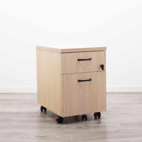 Cajonera de cajón y archivo en haya con llave