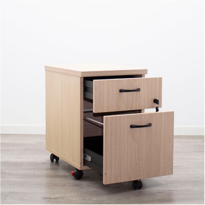 Cajonera de cajón y archivo en haya con llave