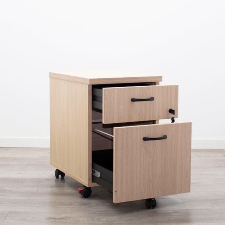Cajonera de cajón y archivo en haya con llave