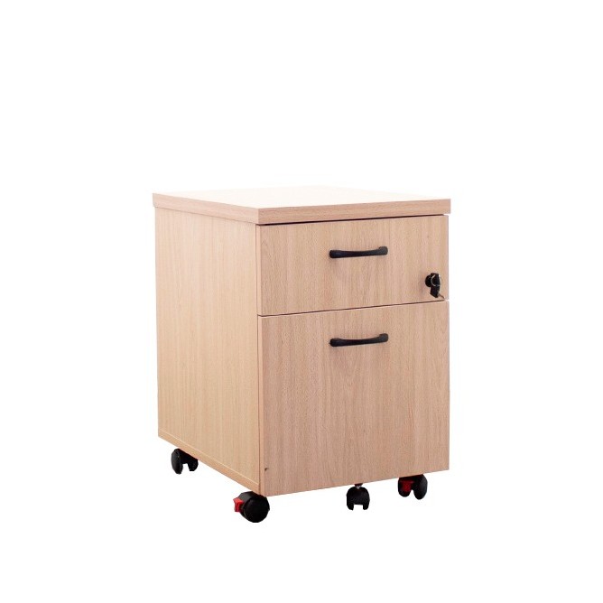Cajonera de cajón y archivo en haya con llave