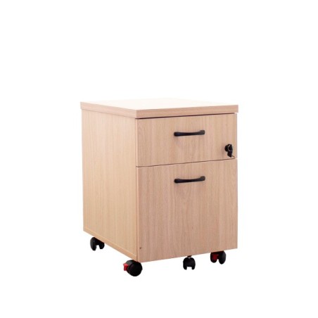 Cajonera de cajón y archivo en haya con llave