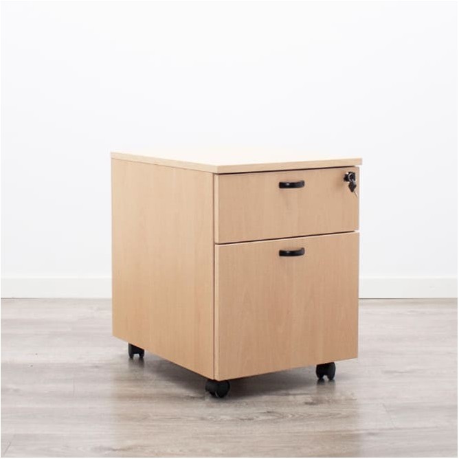 Cajonera de cajón y archivo en haya con llave y tiradores