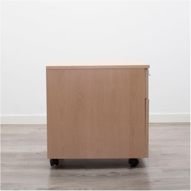 Cajonera de cajón y archivo en haya con llave y tiradores
