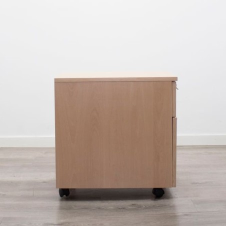 Cajonera de cajón y archivo en haya con llave y tiradores
