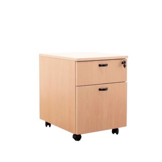Cajonera de cajón y archivo en haya con llave y tiradores