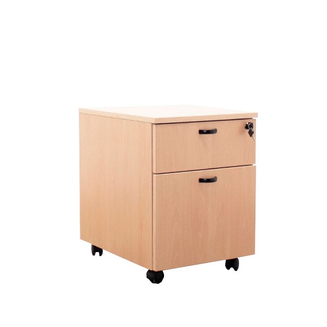Cajonera de cajón y archivo en haya con llave y tiradores