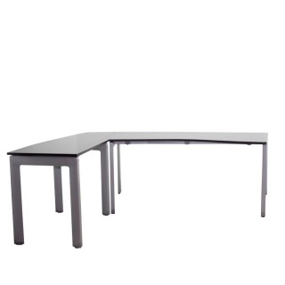 Mesa operativa con ala en melamina ceniza de 210cm